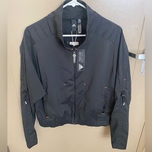 Adidas Women Tracktop Jacket SZ S Black Net Back Light Athletic Cropped NWT $80